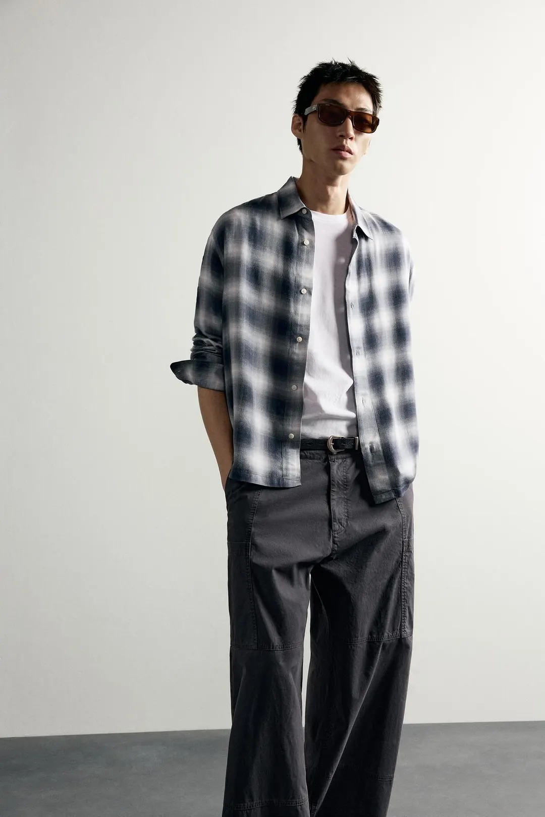 Рубашка струящаяся в клетку, Zara