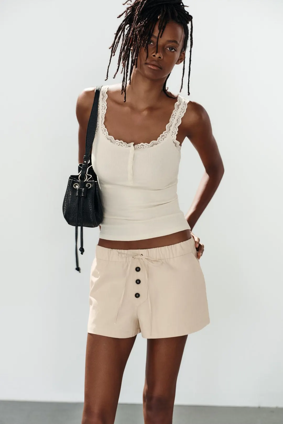 Кружевной топ хенли, Zara