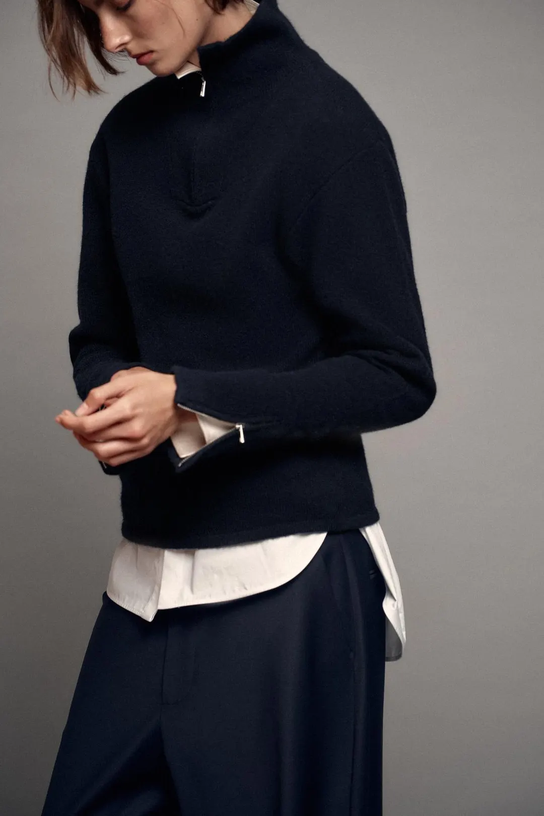 Свитер из 100% шерсти с молниями, Zara