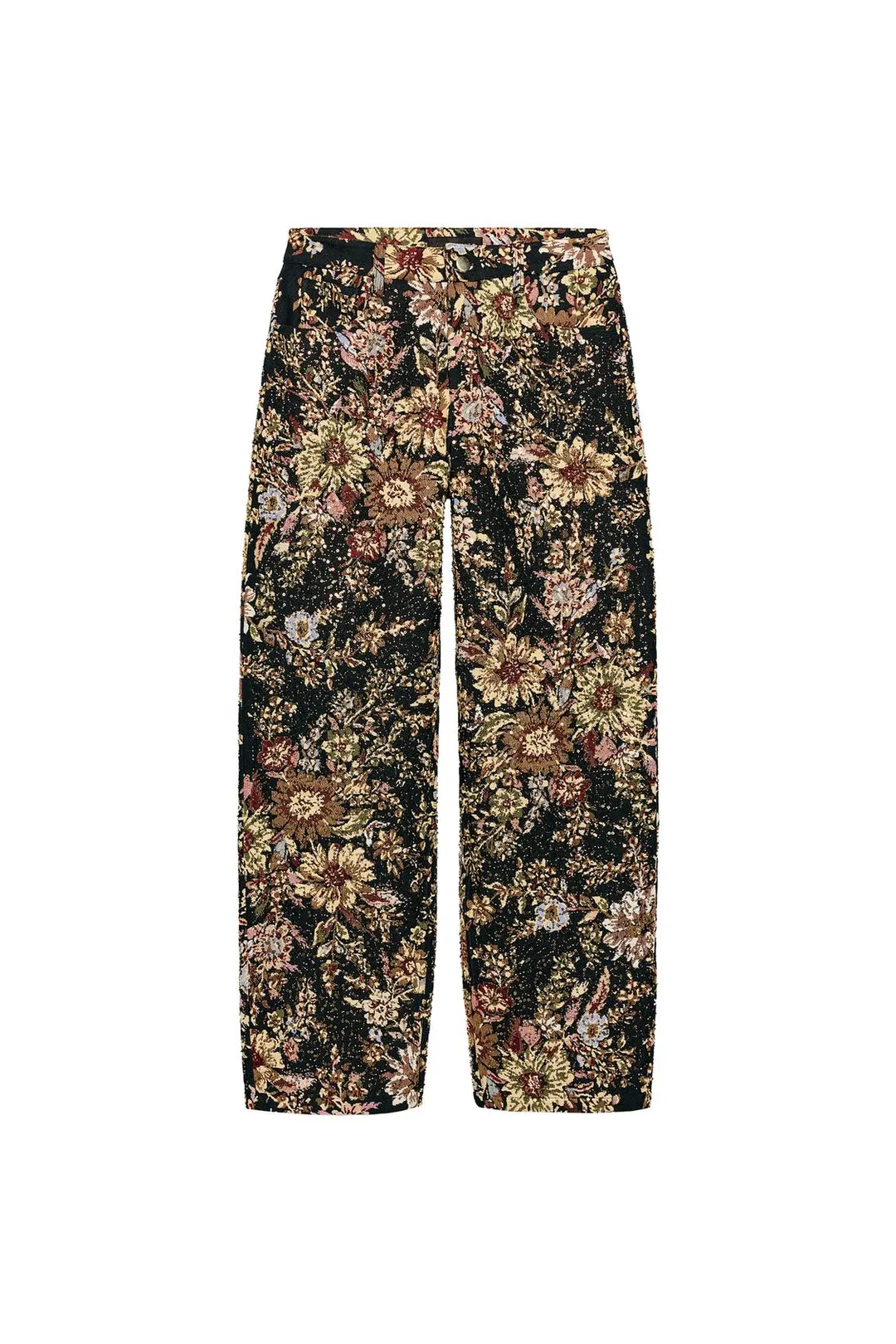 Брюки ZW Collection с цветочной вышивкой бисером, Zara