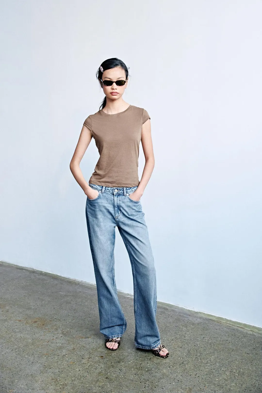 Джинсы Z1975 стандартного кроя удлиненные с высокой посадкой, Zara
