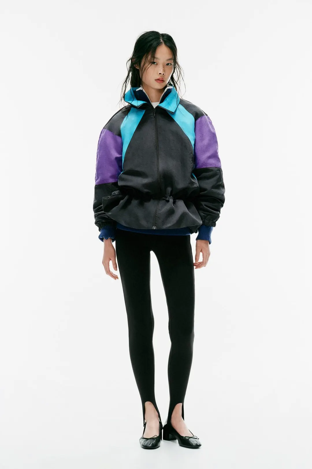 Контрастная куртка с подплечниками, Zara