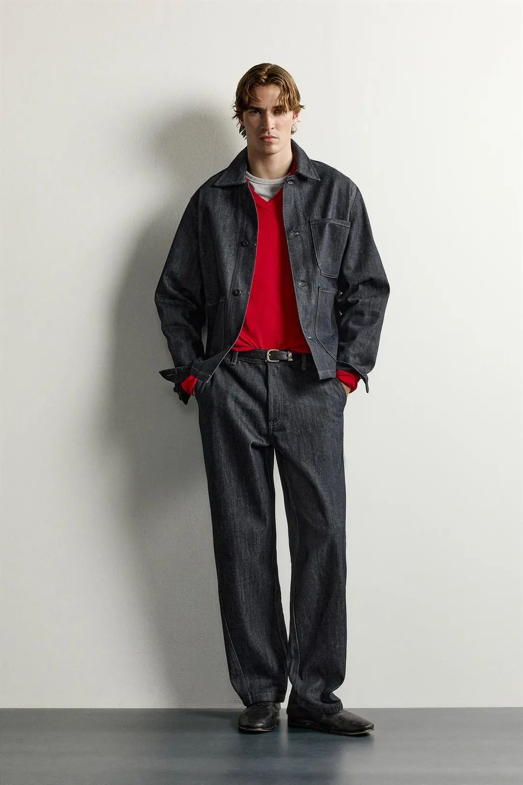 Джинсы широкие с металлическим крючком, Zara