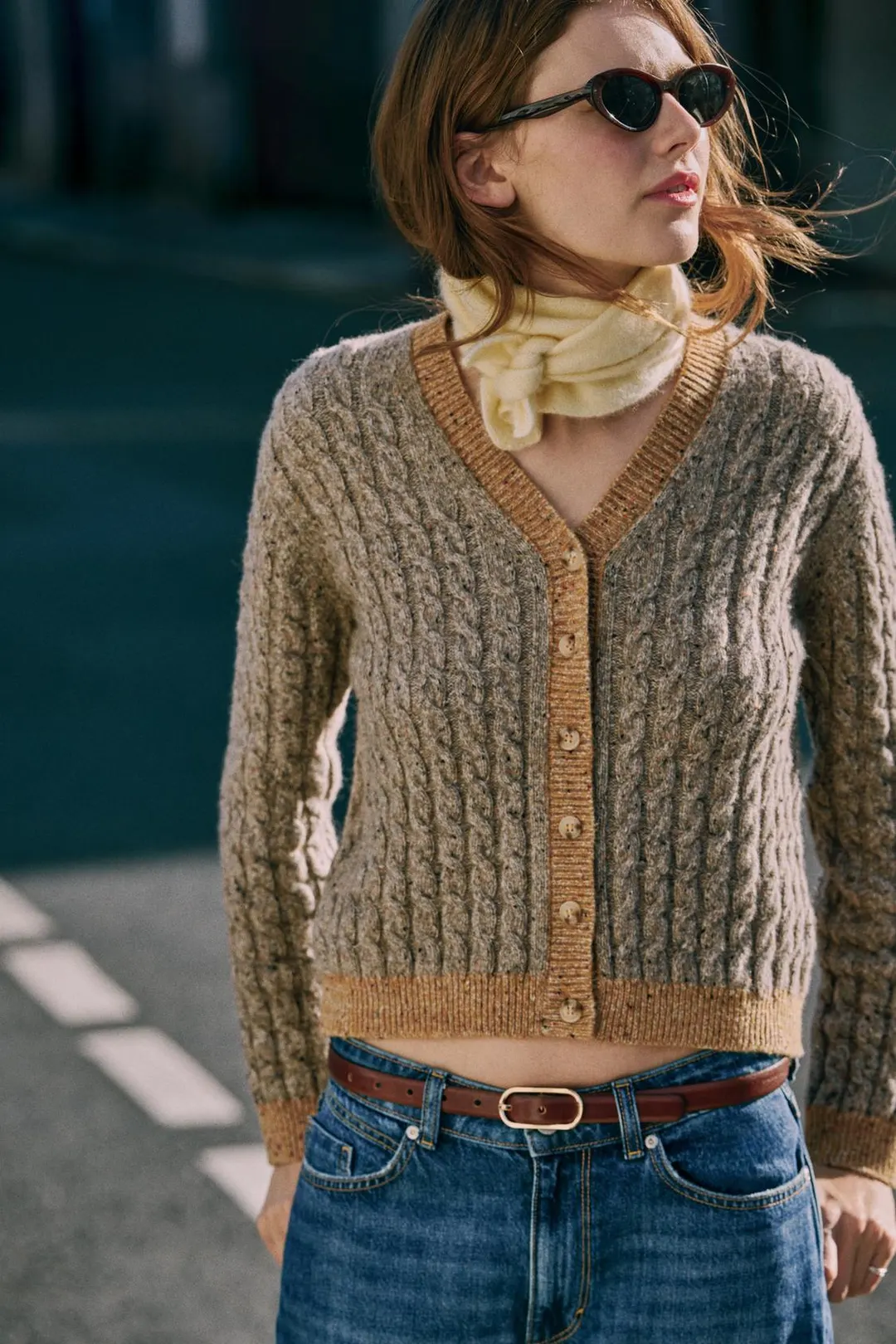 Кардиган фактурной вязки из смесовой шерсти, Zara