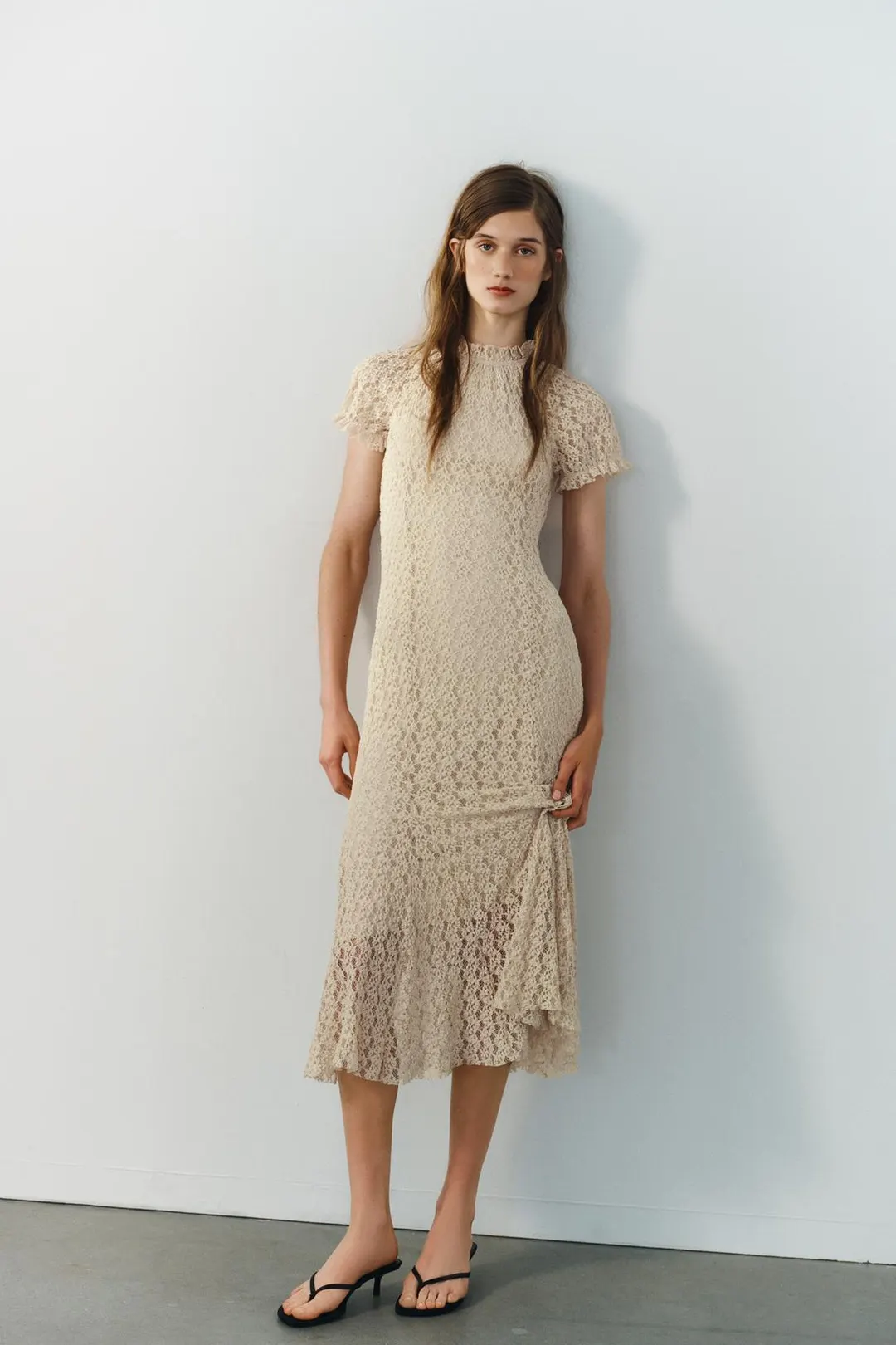 Платье миди из кружева, Zara