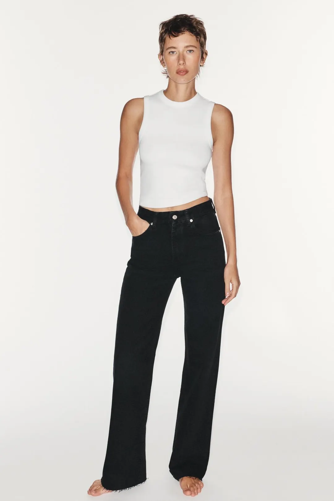 Джинсы TRF широкого кроя с высокой посадкой, Zara