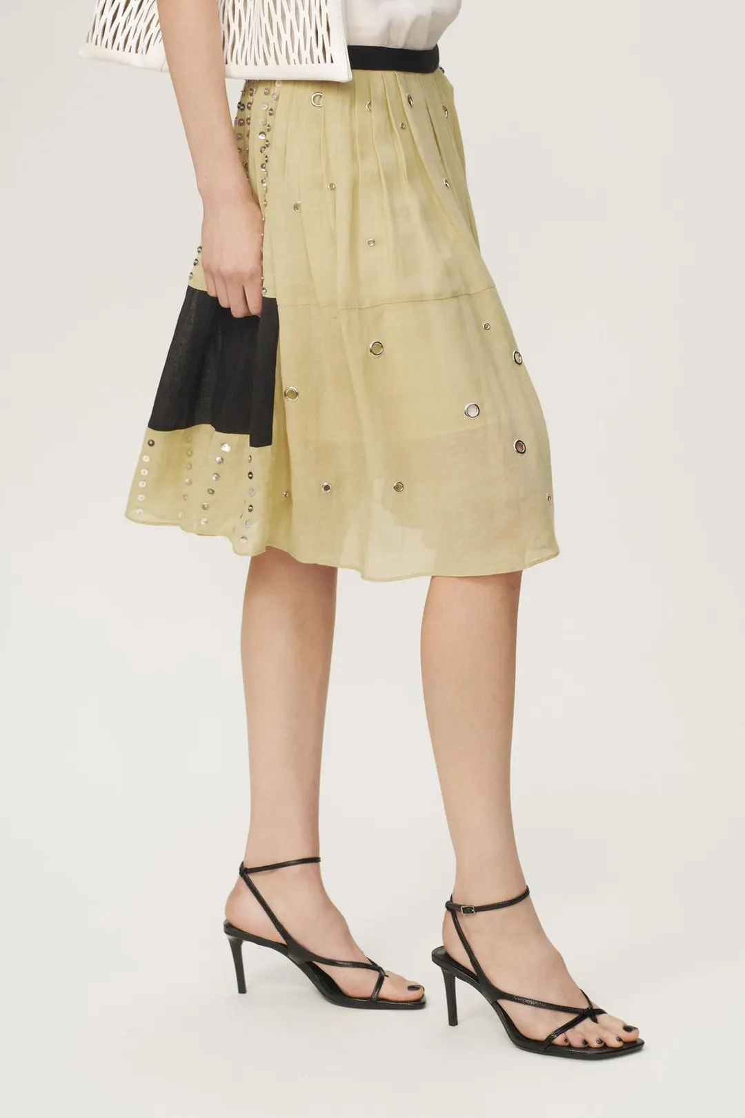 Юбка из смесового льна с бусинами THE ITEM Zara Woman, Zara