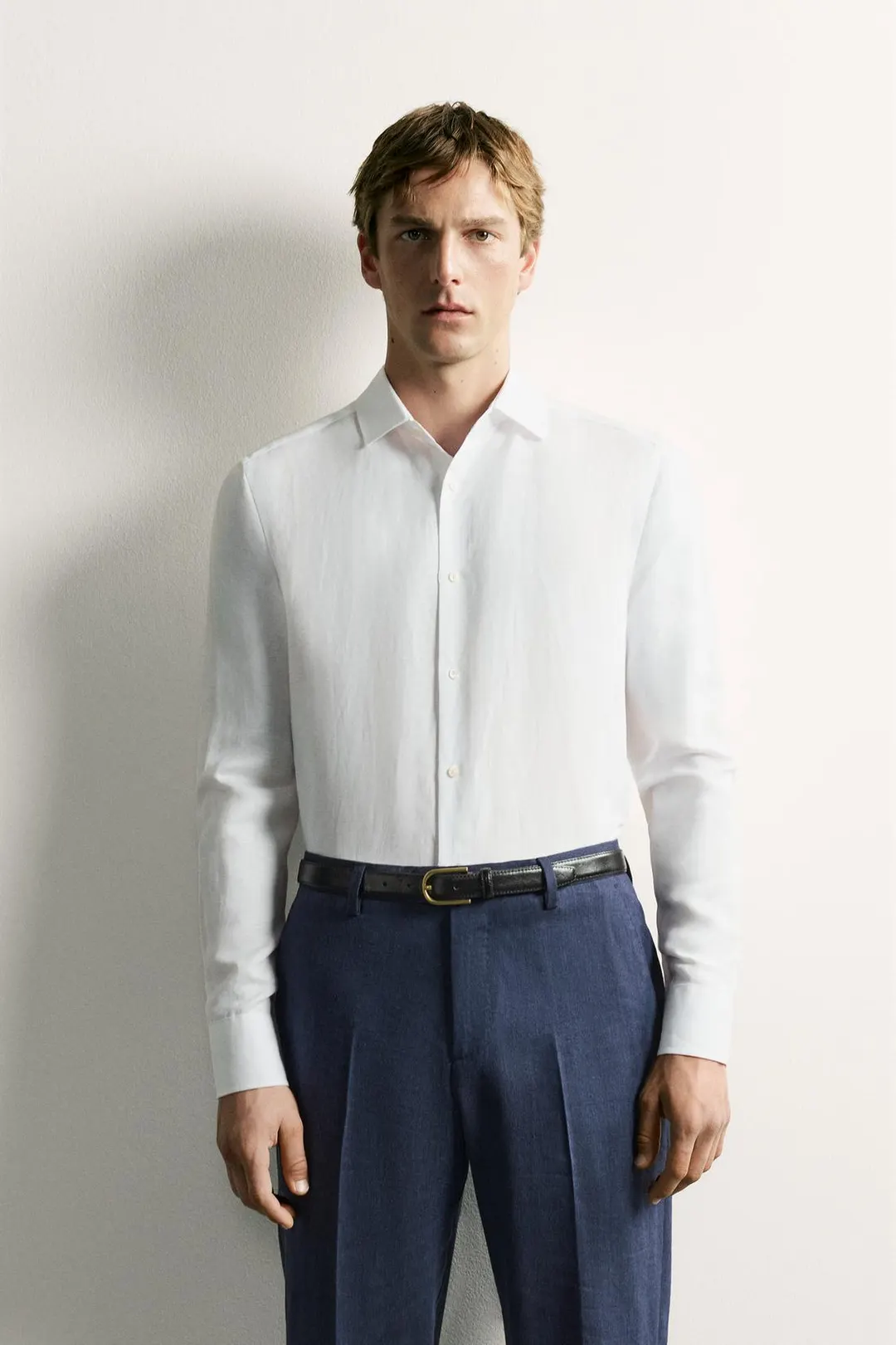 Рубашка прямого кроя из льна и лиоцелла, Zara