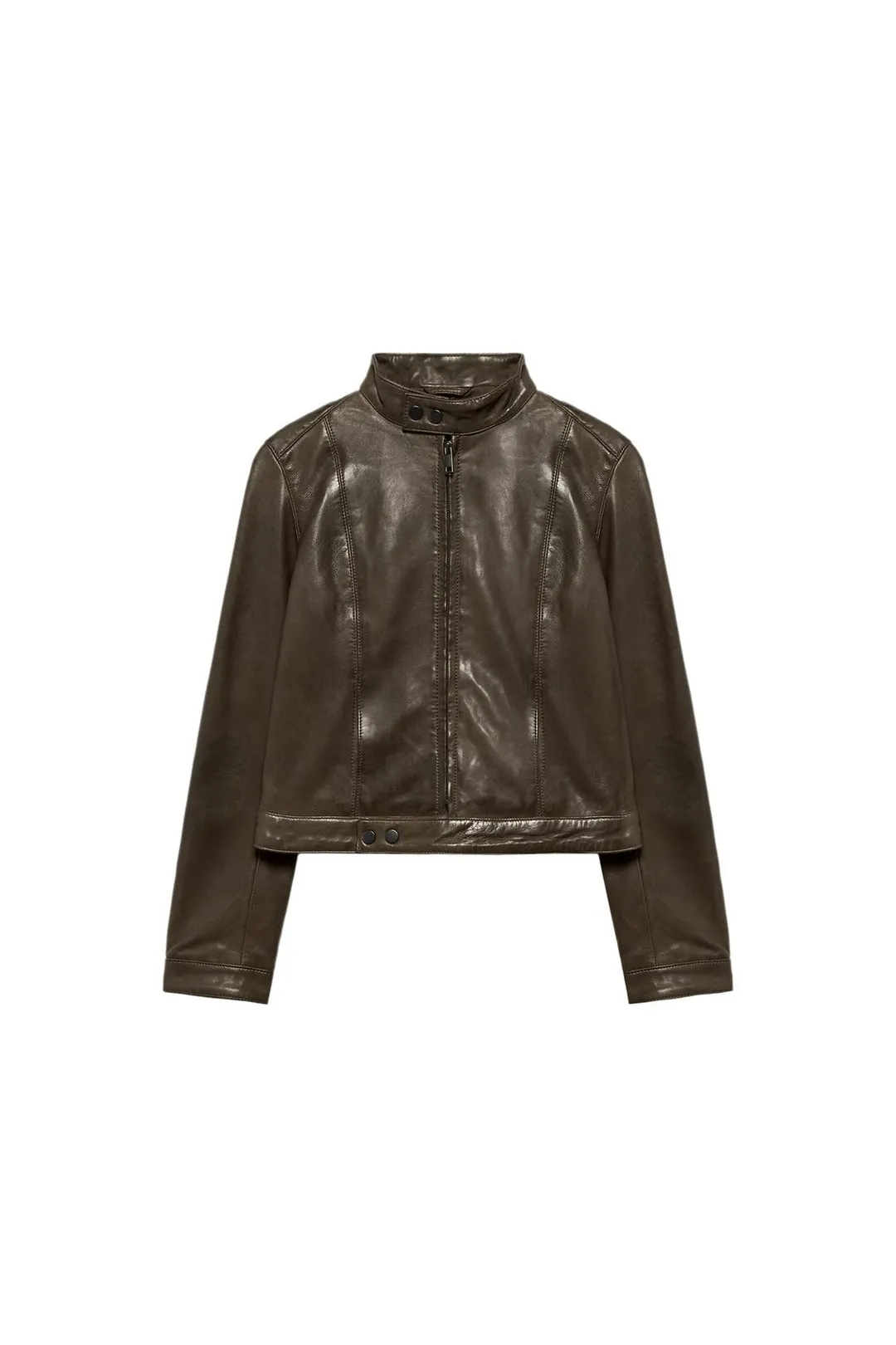 Куртка на молнии из 100% кожи, Zara