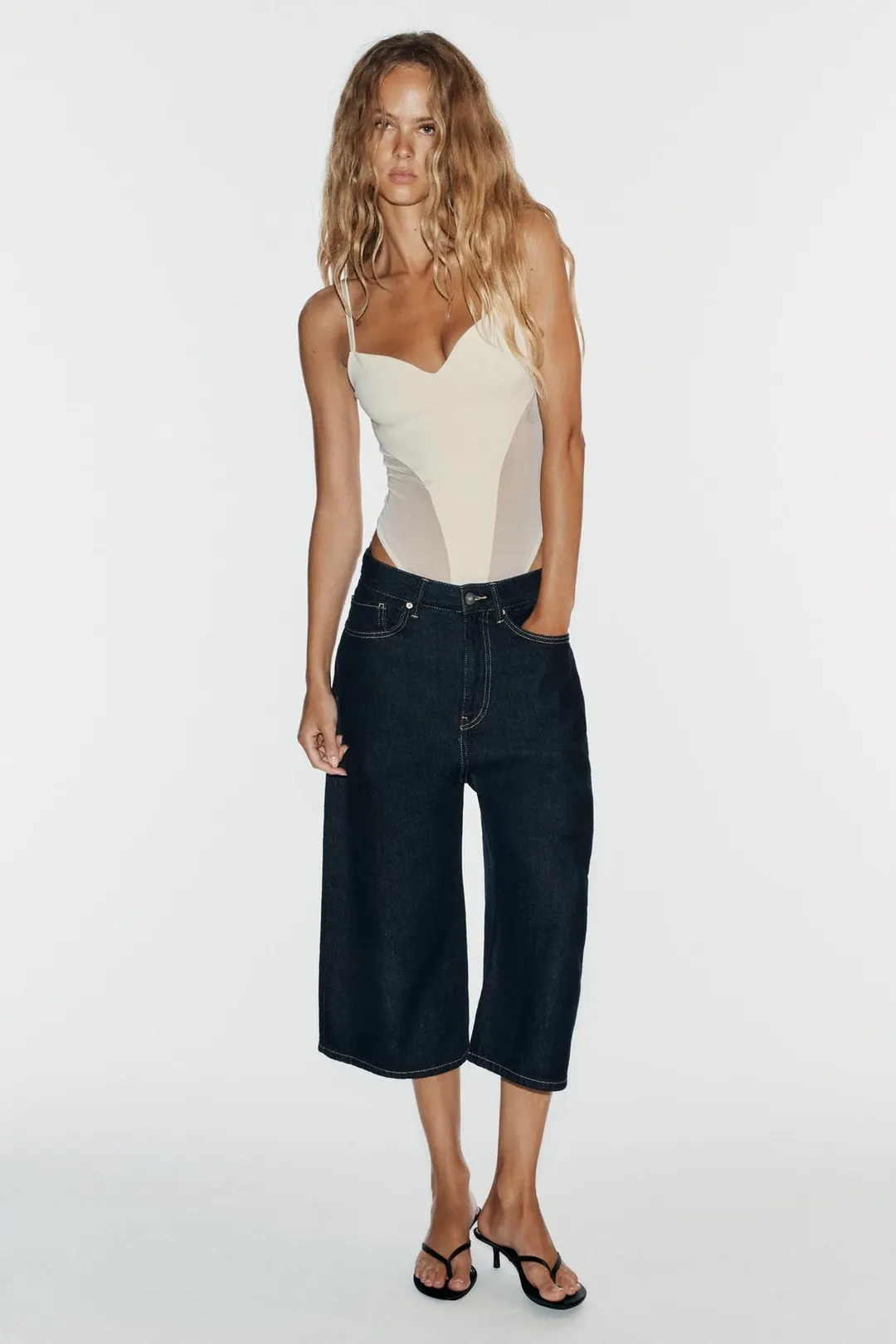 Комбинированное боди на бретелях, Zara