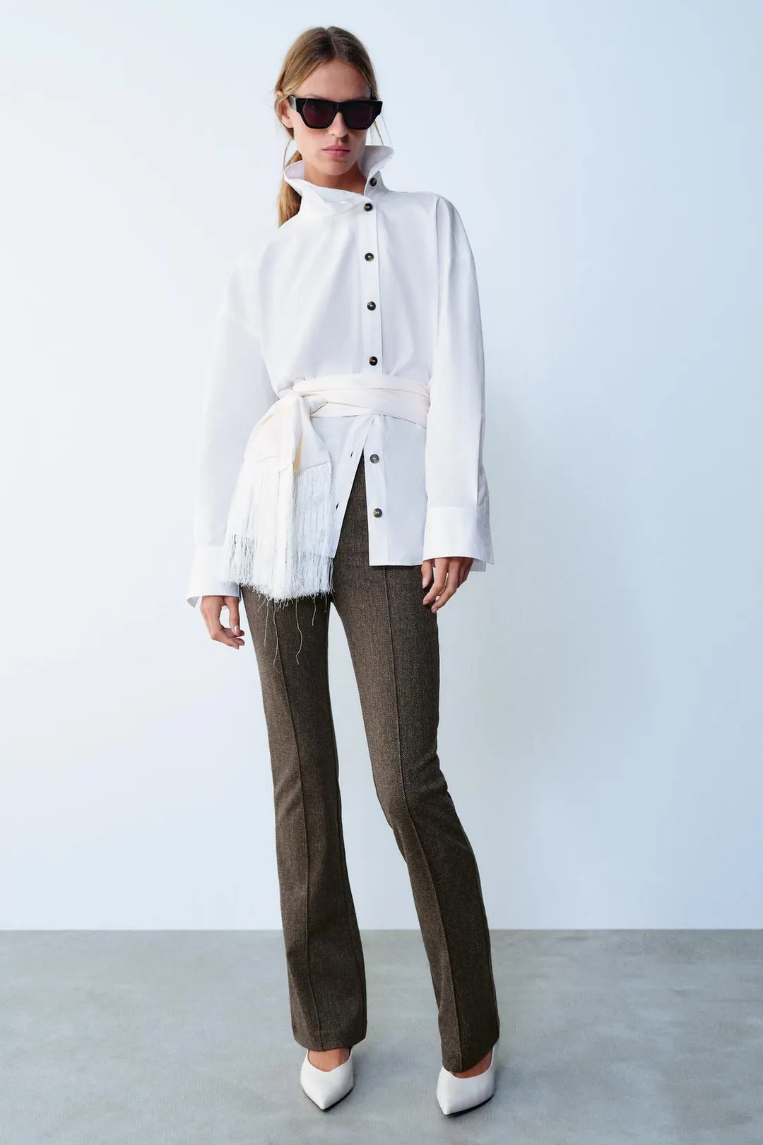 Расклешенные легинсы в елочку, Zara