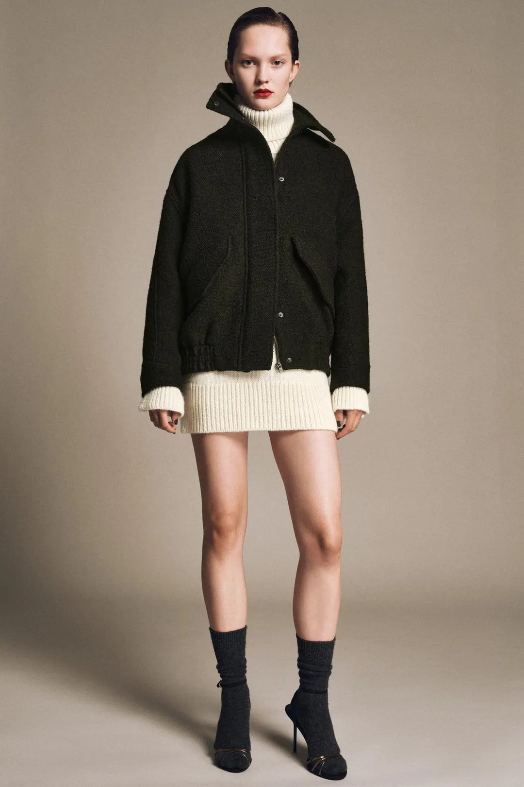 Фактурный бомбер из смесовой шерсти ZW Collection, Zara