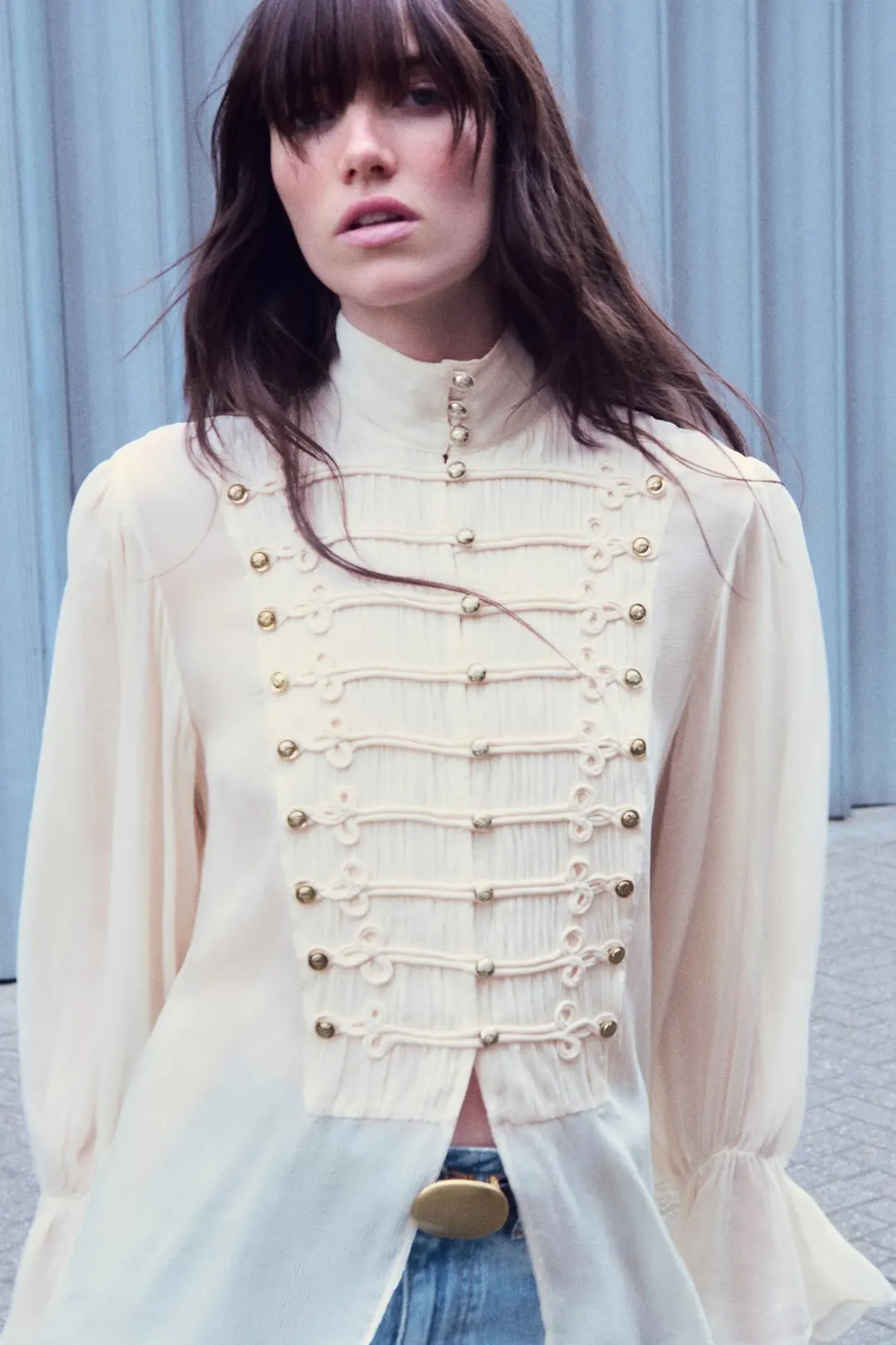 Блузка романтичная с застежкой на навесные петли ZW Collection, Zara