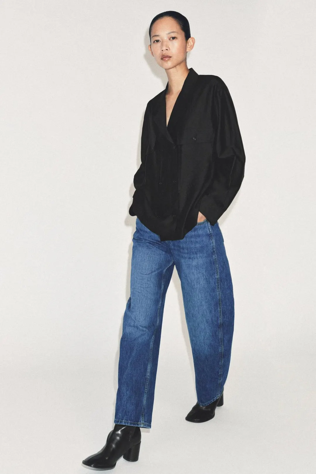 Рубашка с запахом и карманом ZW Collection, Zara