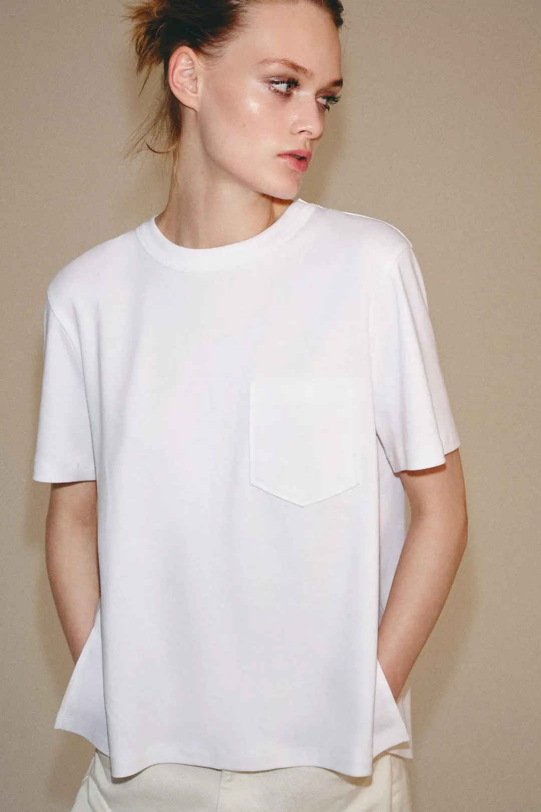 Футболка из интерлока с карманом, Zara