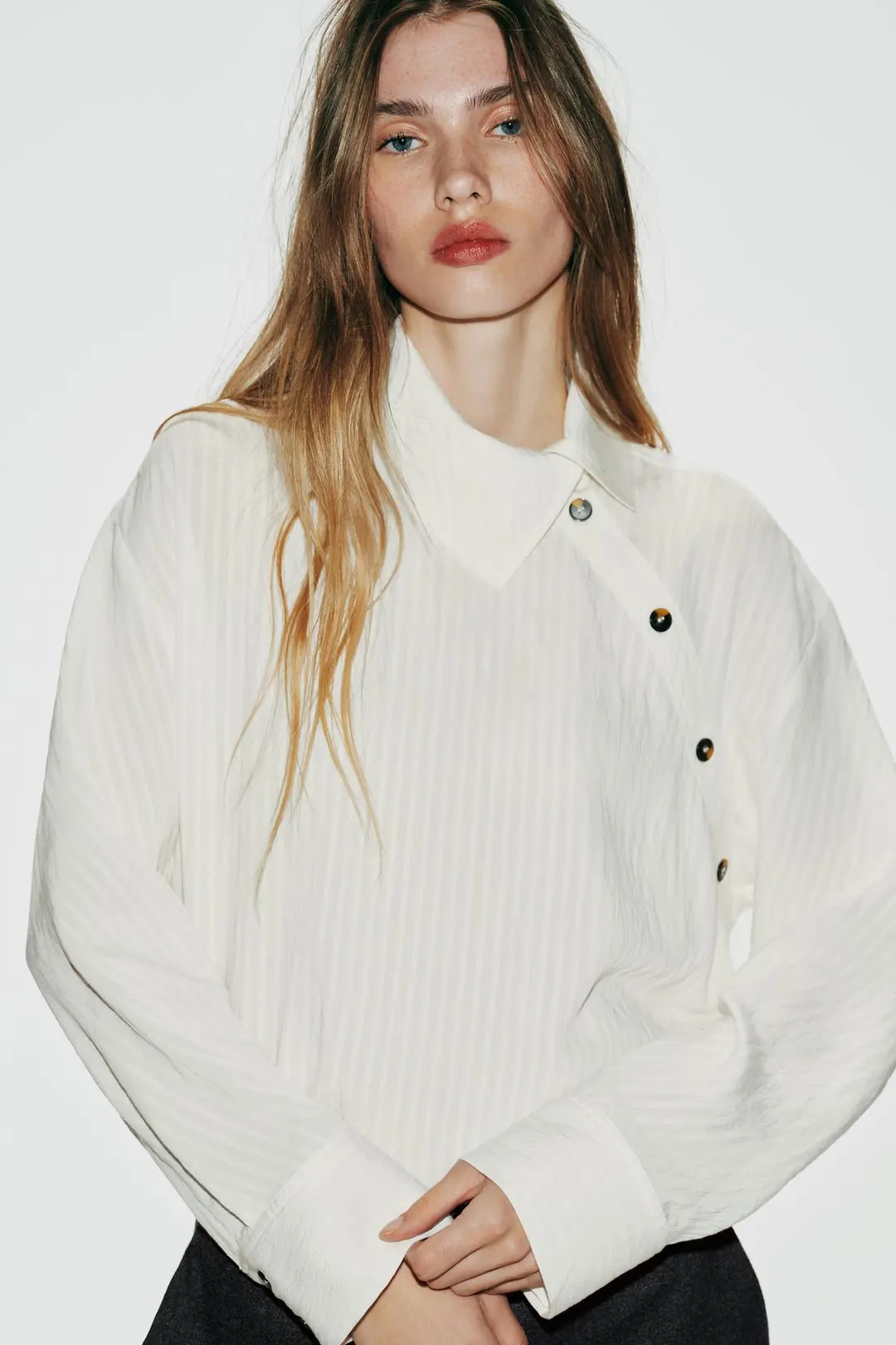 Рубашка в полоску с запахом, Zara