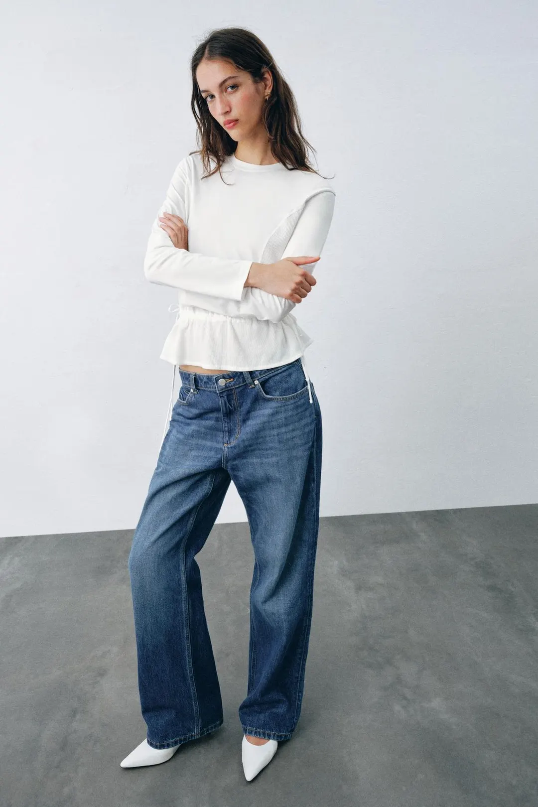 Комбинированная футболка с короткими рукавами, Zara