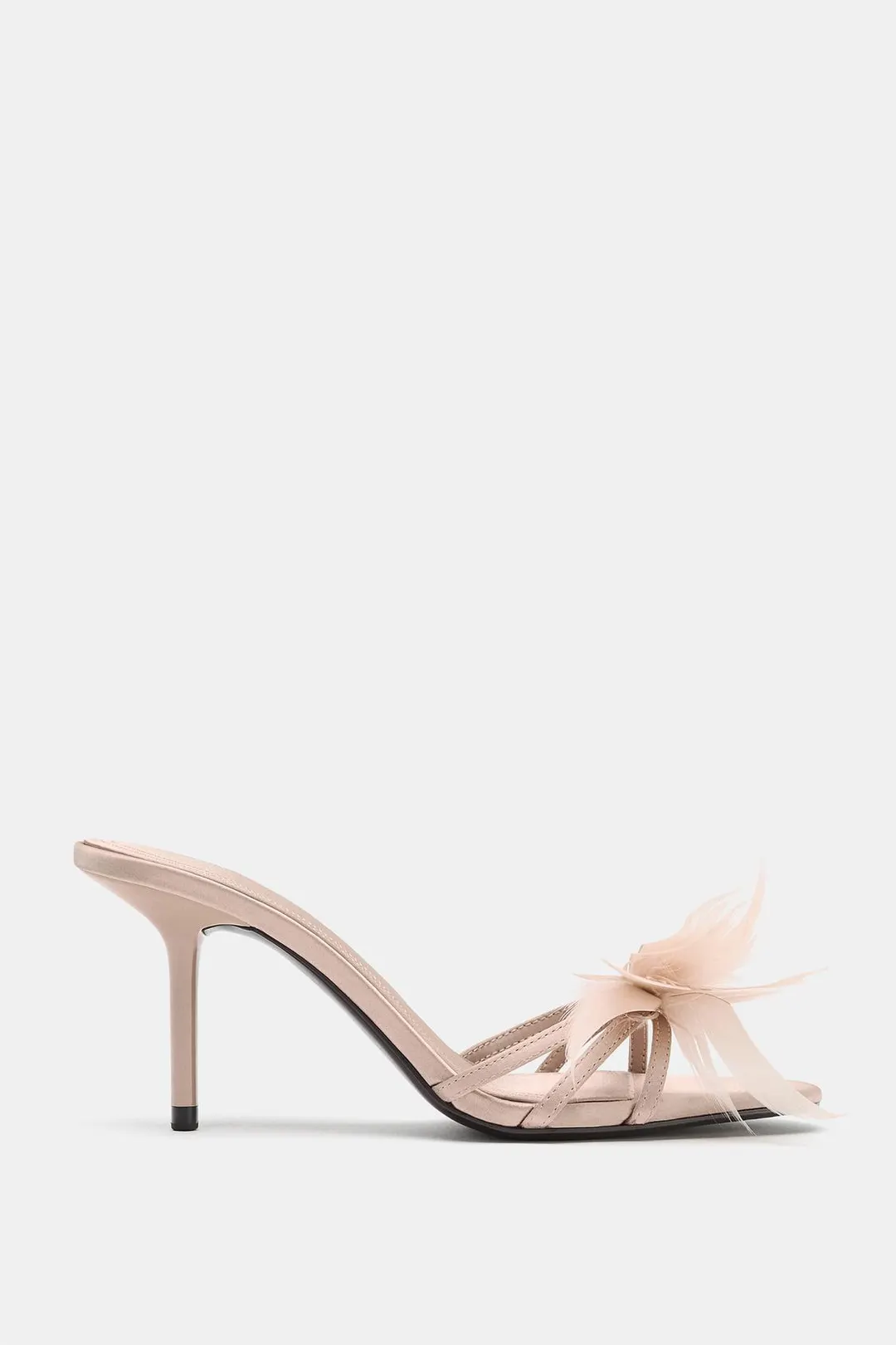 Босоножки на каблуке с перьями, Zara