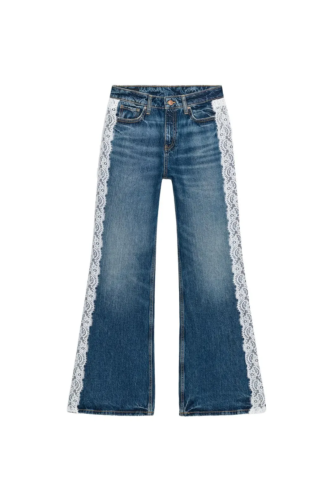 Джинсы bootcut Z1975 с высокой посадкой и боковой шнуровкой, Zara