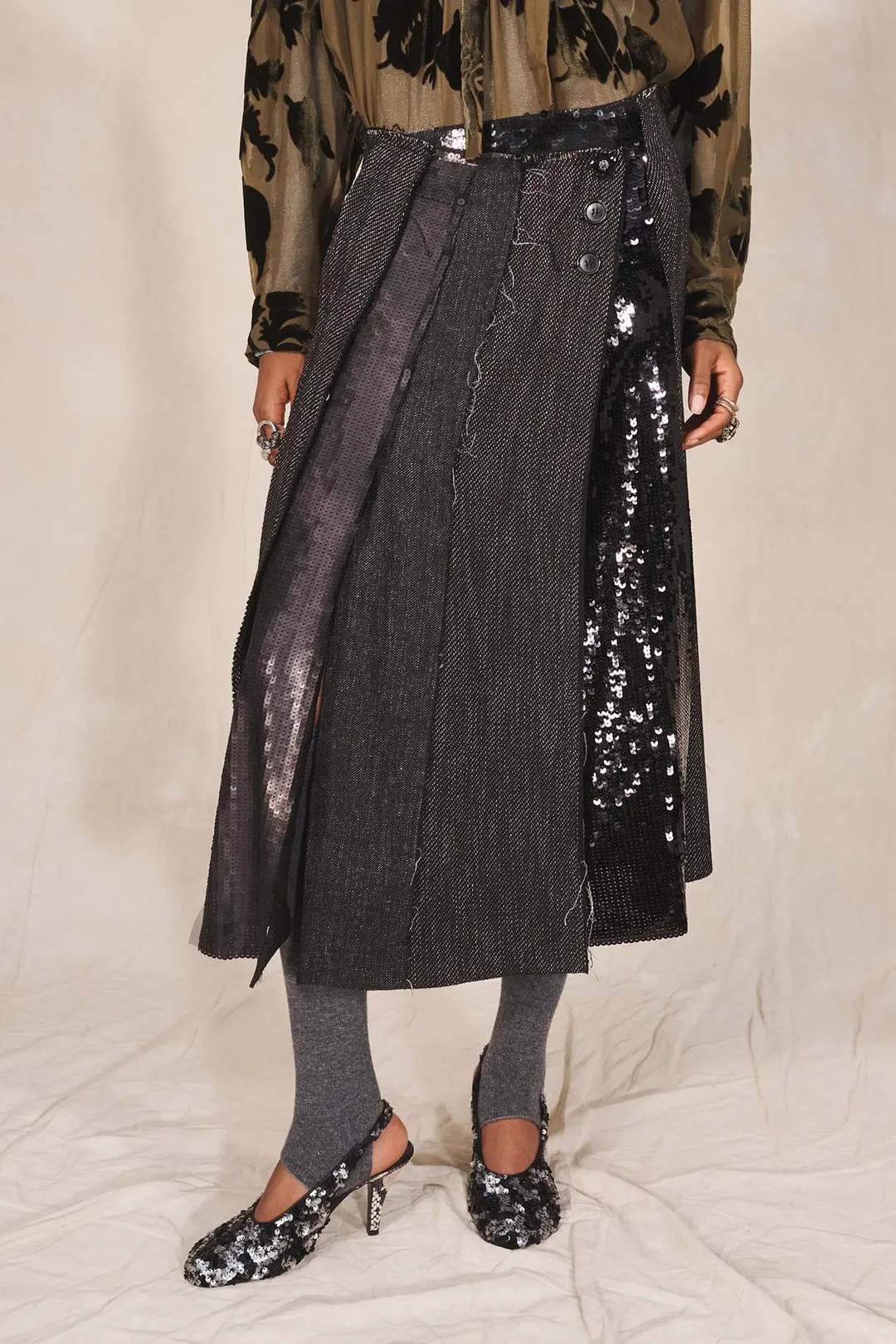 Юбка комбинированная с пайетками Limited Edition, Zara