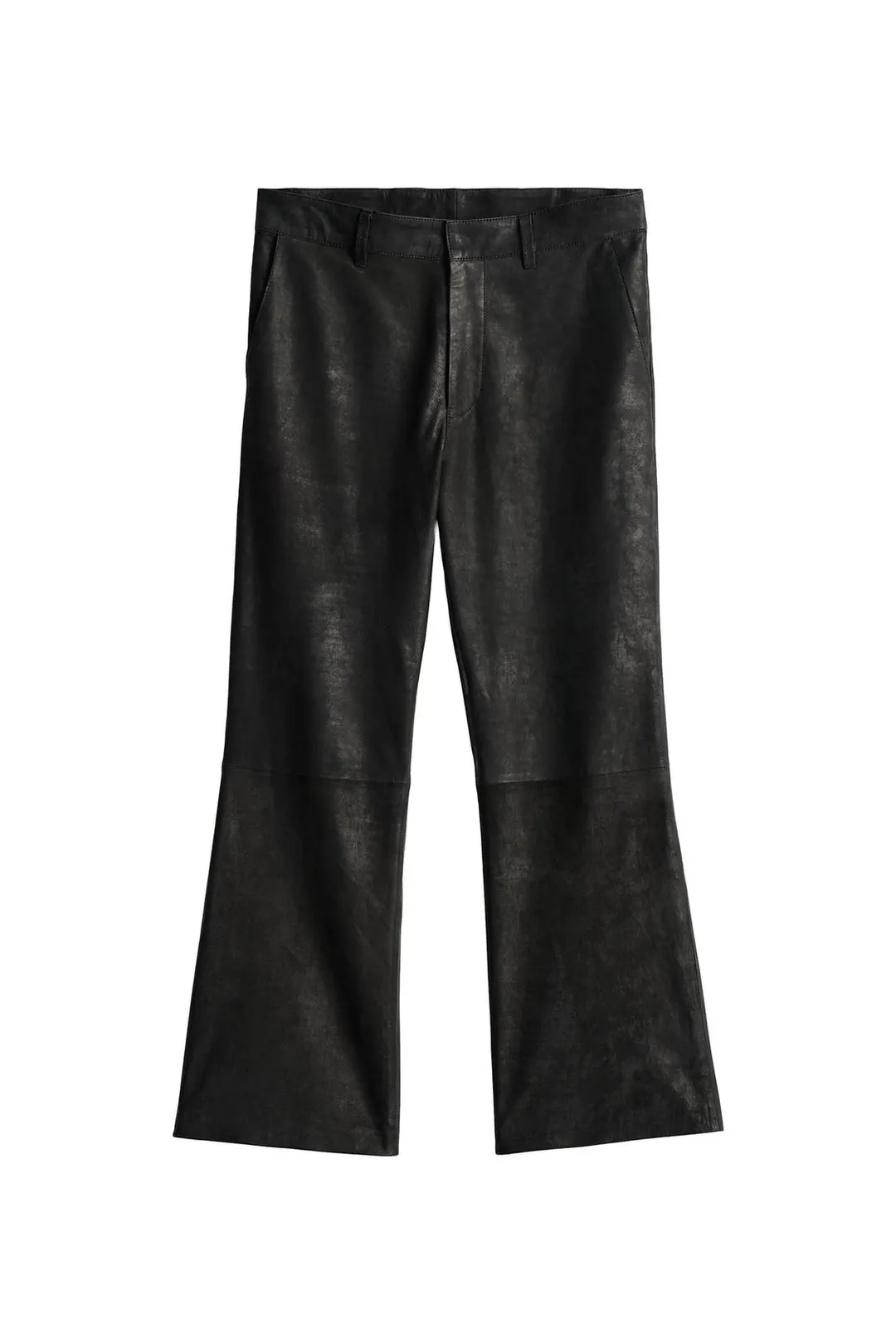 Укороченные кожаные брюки клеш, Zara