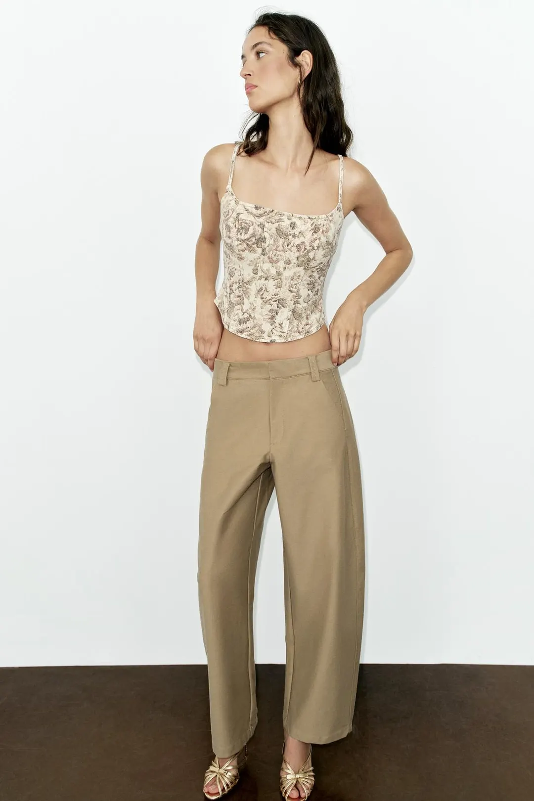 Топ укороченный джинсовый Z1975 с цветочным принтом, Zara