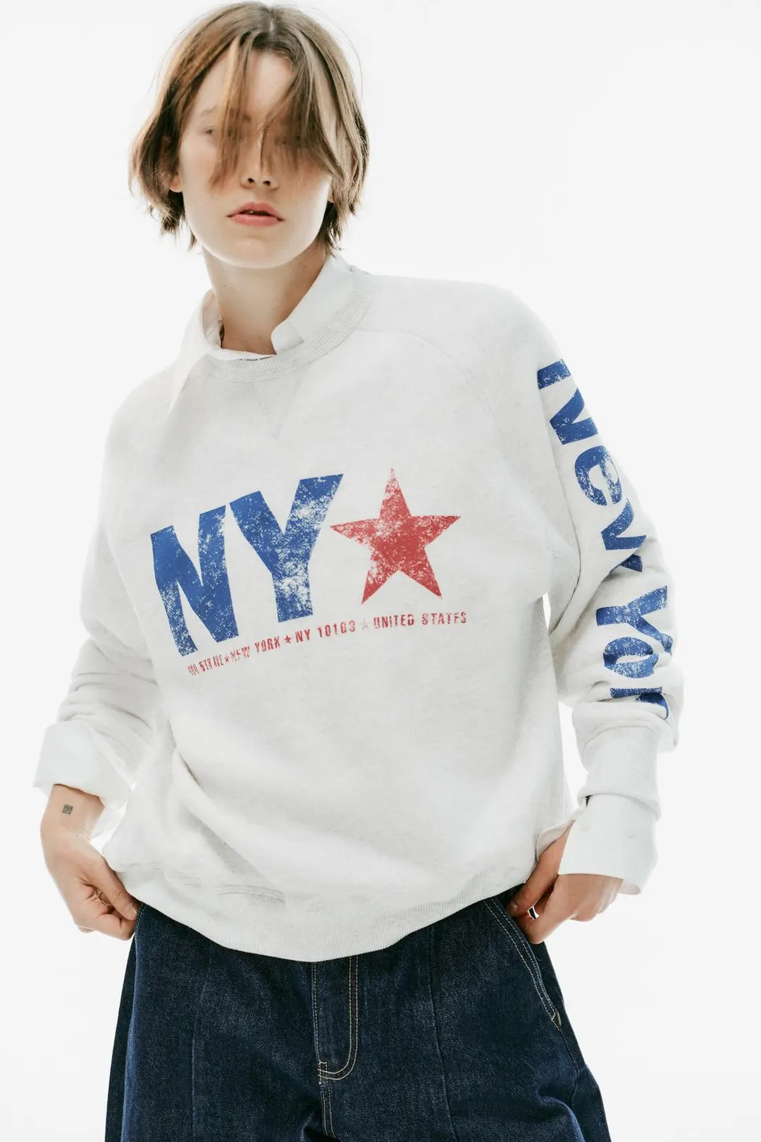 Толстовка оверсайз с надписью, Zara