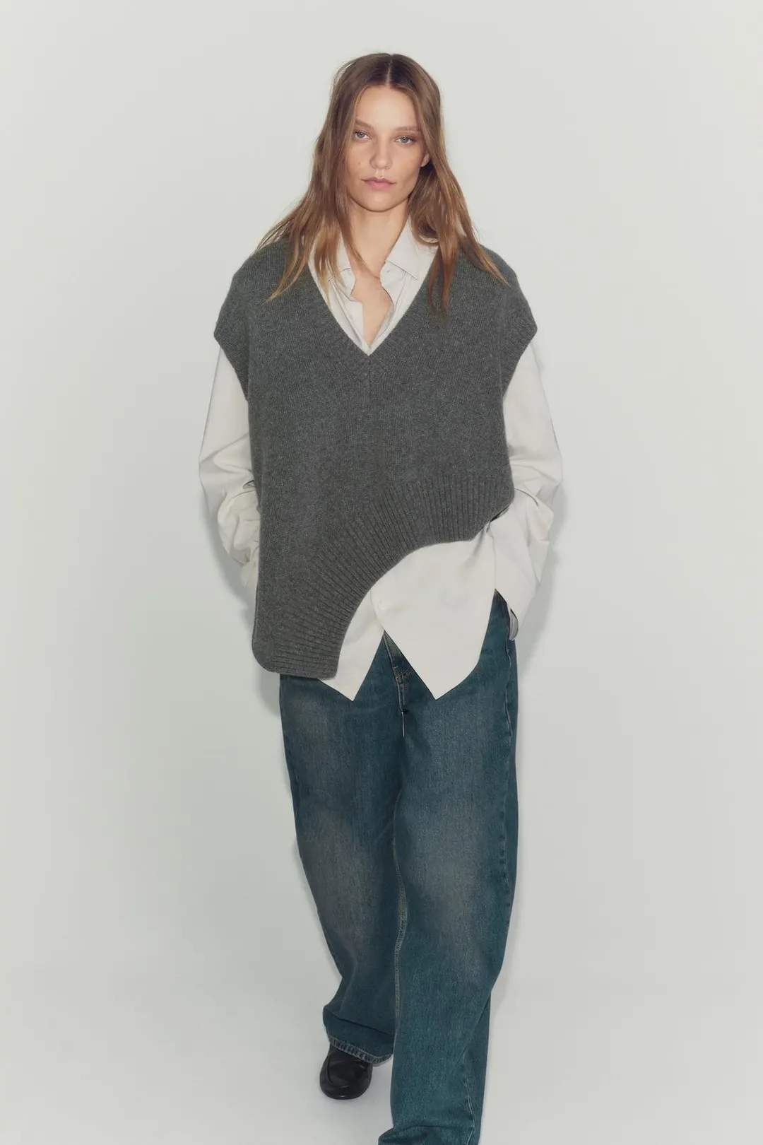 Жилет асимметричный из смесовой шерсти, Zara