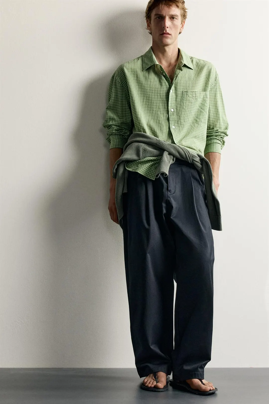 Рубашка свободного кроя в клетку, Zara