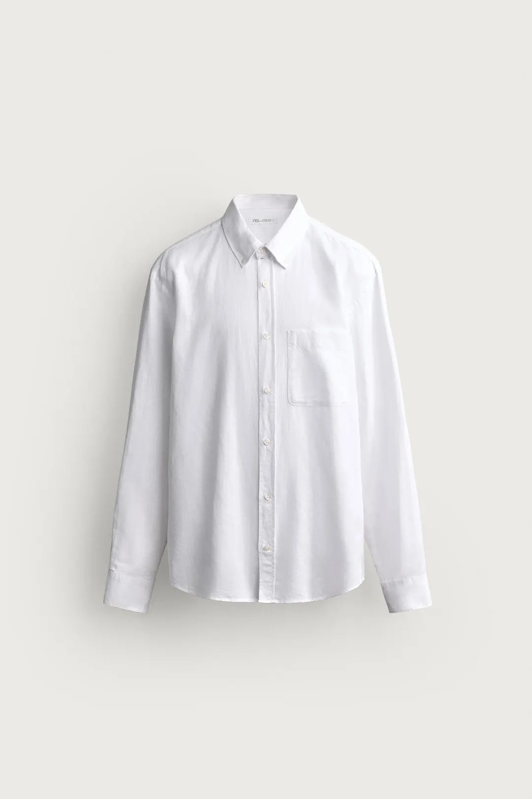 Рубашка из хлопка и льна стандартного кроя, Zara
