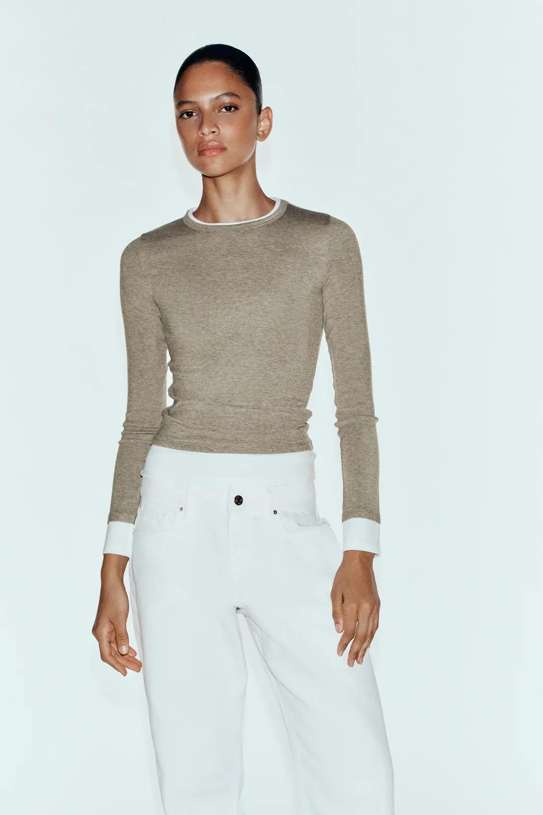 Футболка с двойными длинными рукавами, Zara