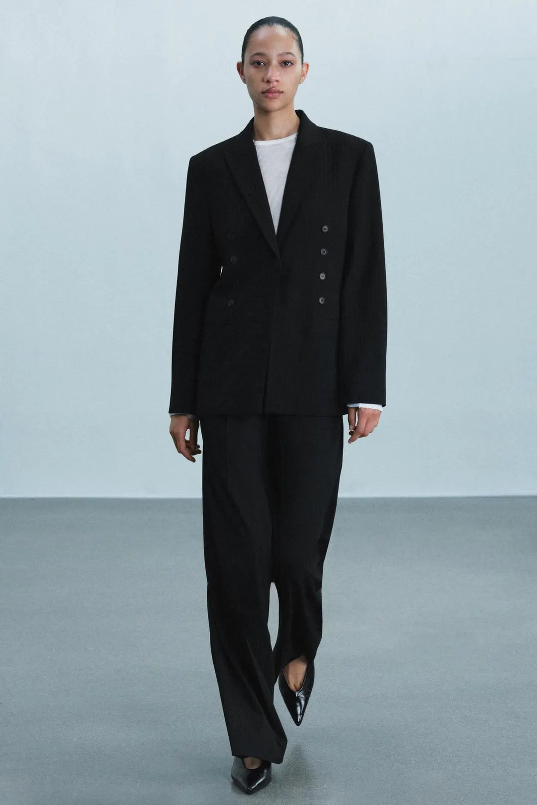 Полосатые брюки с широкими штанинами ZW Collection, Zara