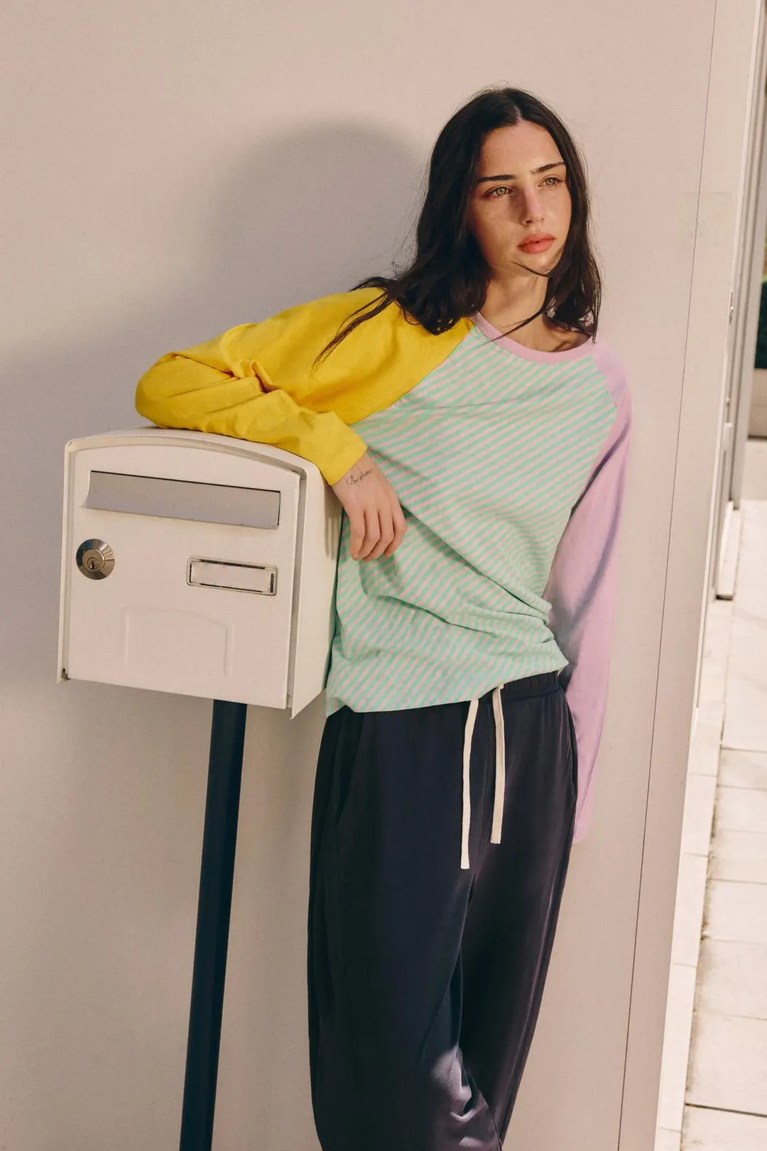 Трехцветная футболка из хлопка и льна, Zara