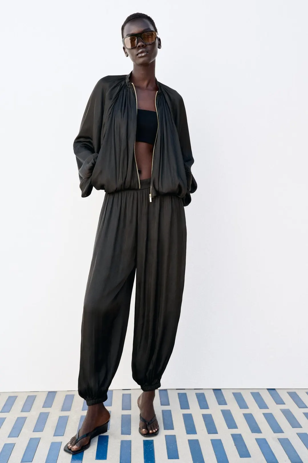 Атласные брюки-саруэл, Zara