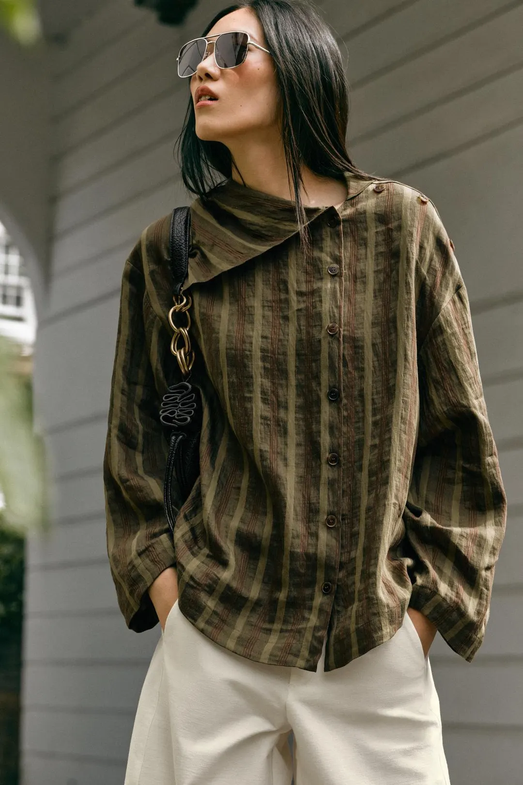 Рубашка в полоску с запахом, Zara