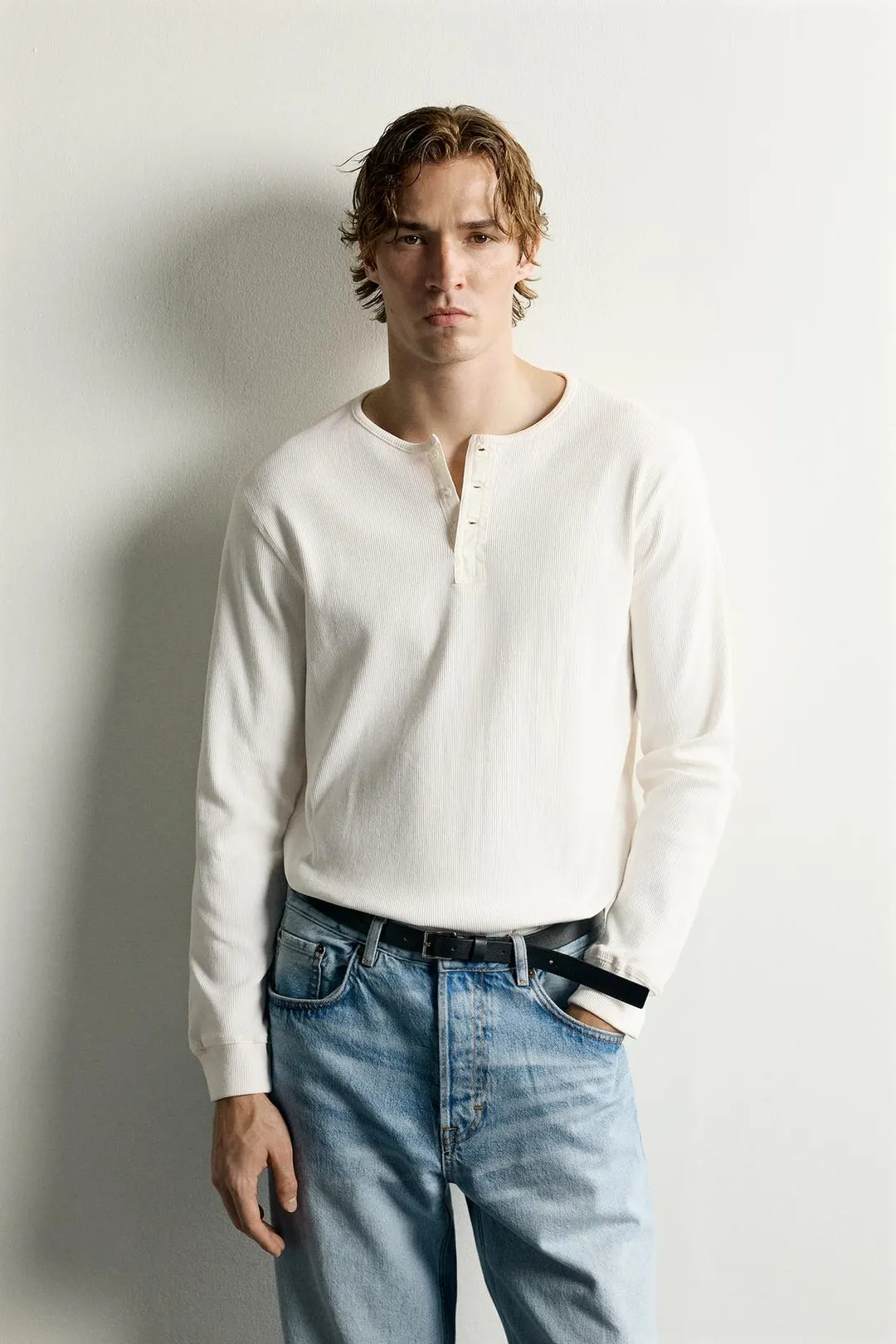 Футболка хенли с длинными рукавами, Zara