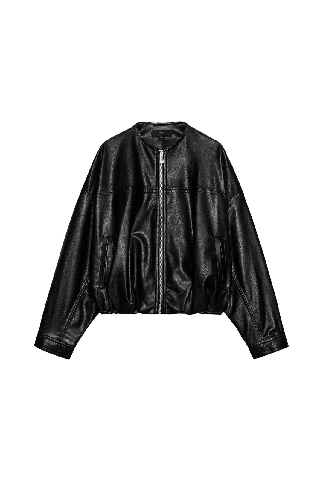 Бомбер под кожу с объемным низом, Zara