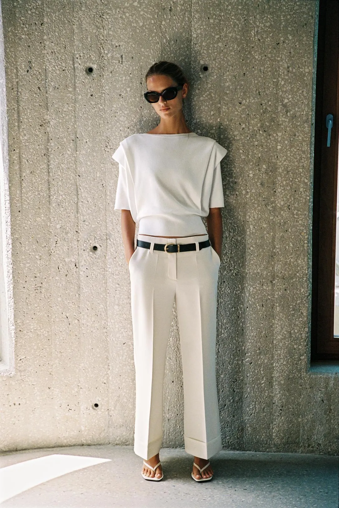 Вязаный топ с подплечниками, Zara