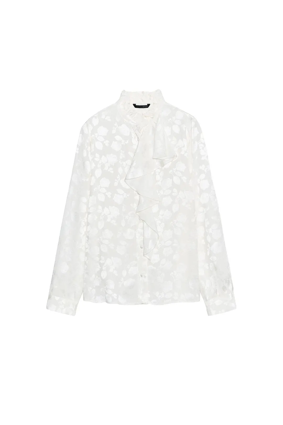 Жаккардовая блузка с цветочным узором и оборками, Zara