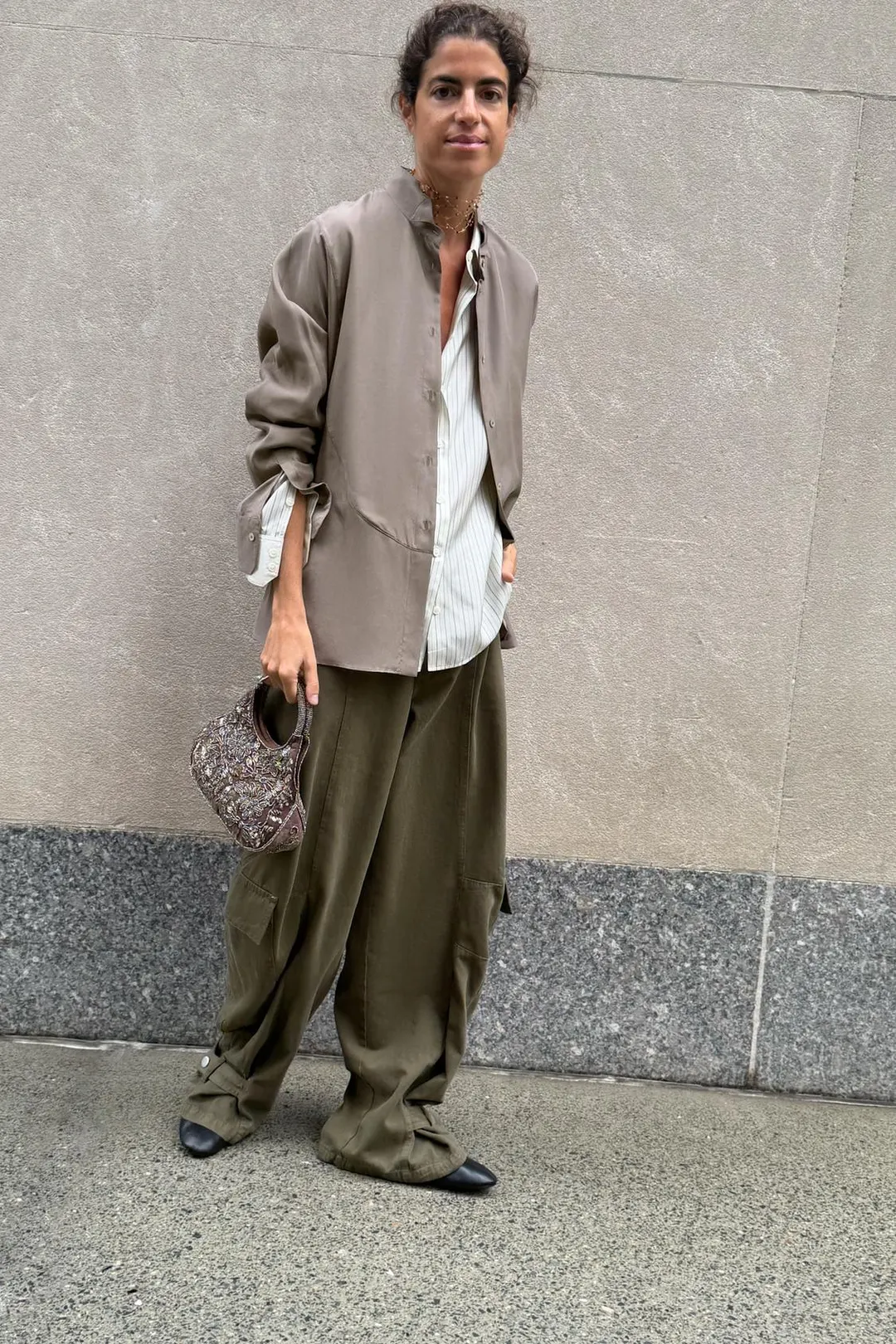 Рубашка из 100% шелка в полоску ZW Collection, Zara