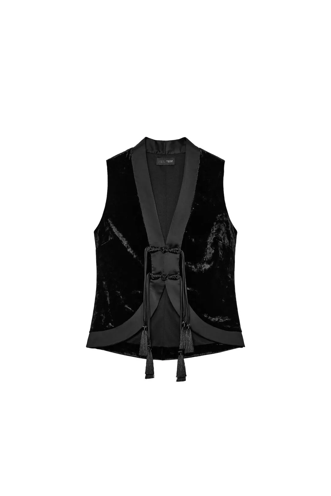 Комбинированный бархатный жилет с застёжкой на клеванты, Zara