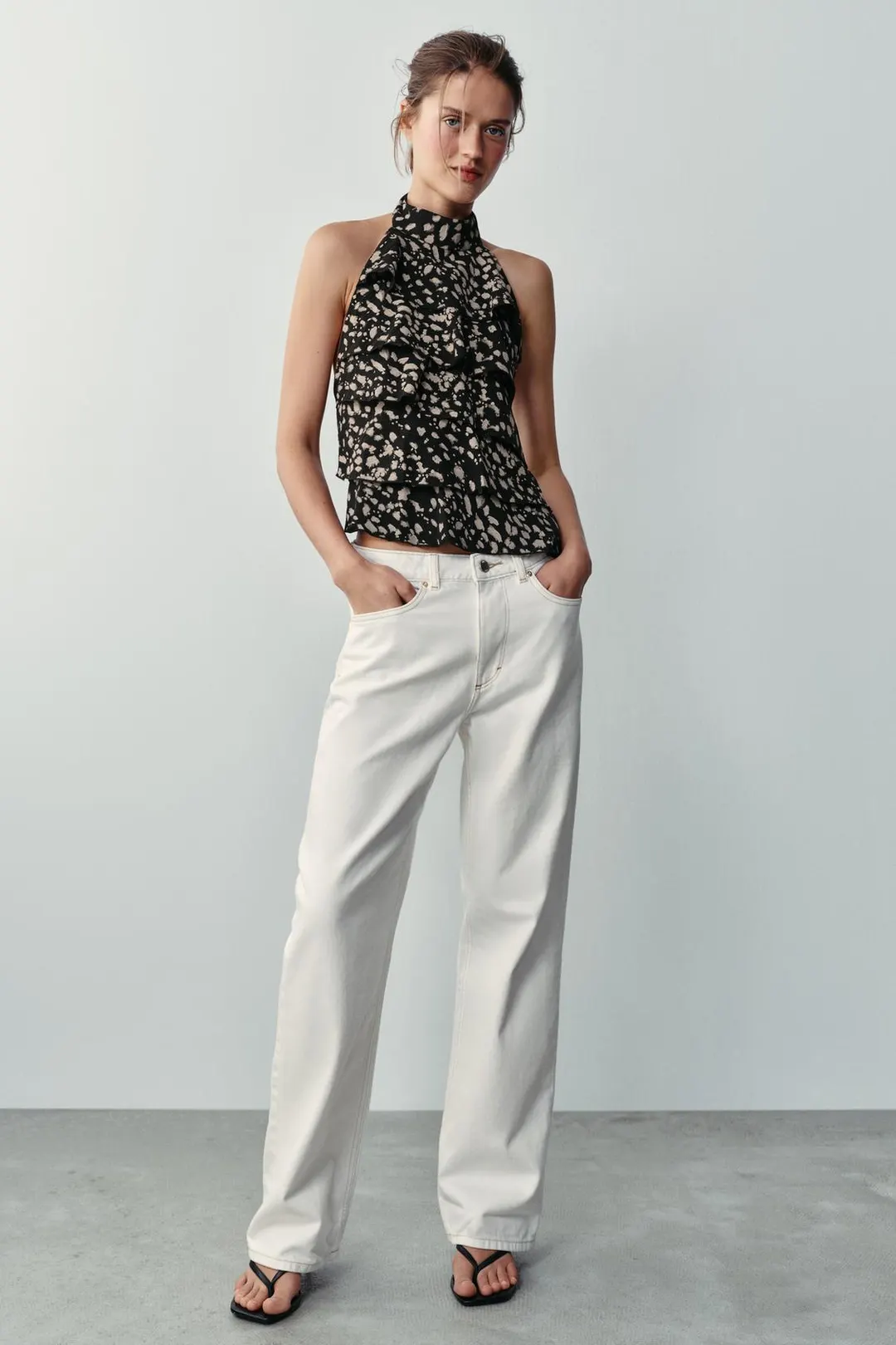 Топ халтер в горошек с оборками, Zara