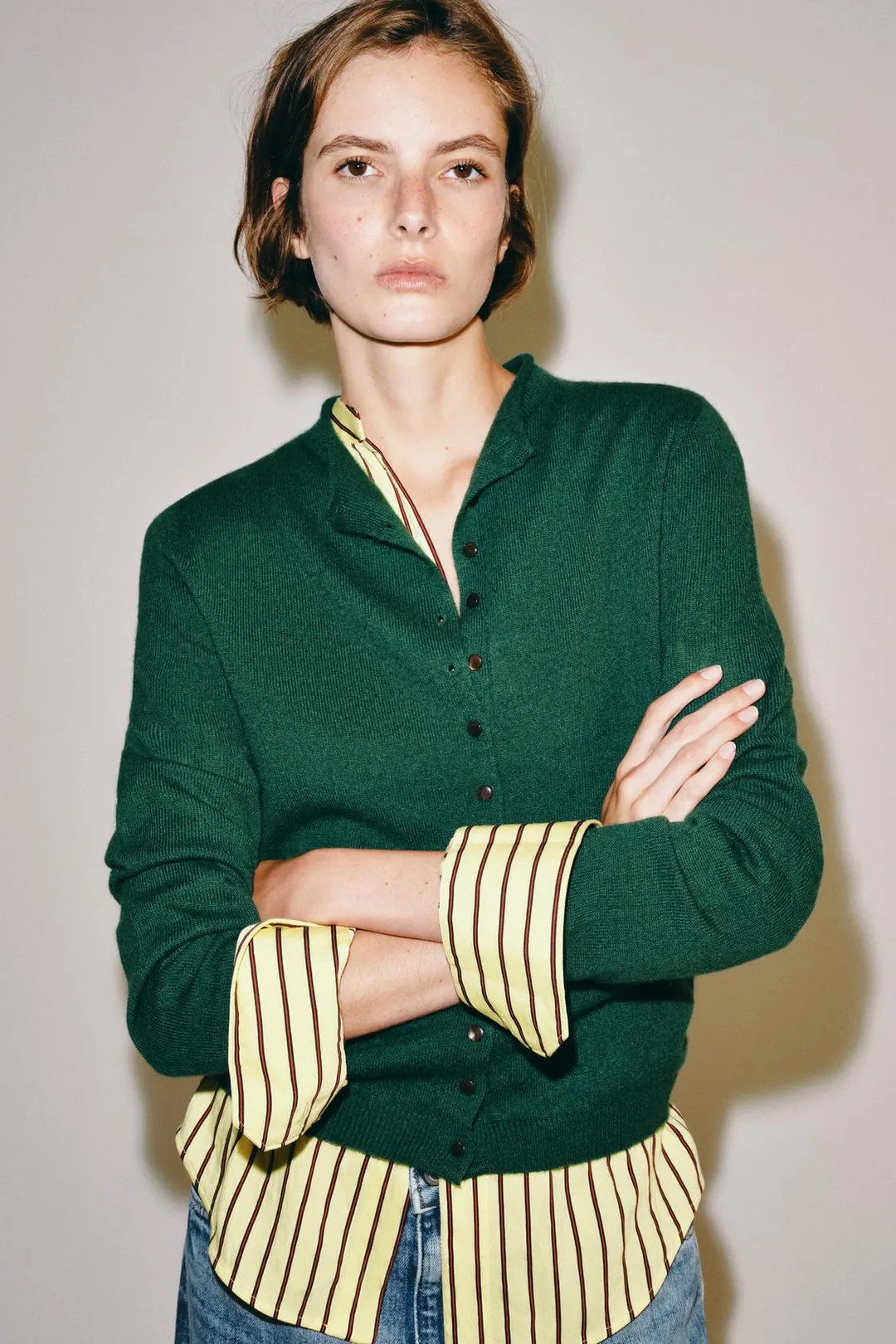 Кардиган с воротником-стойкой из 100% кашемира, Zara
