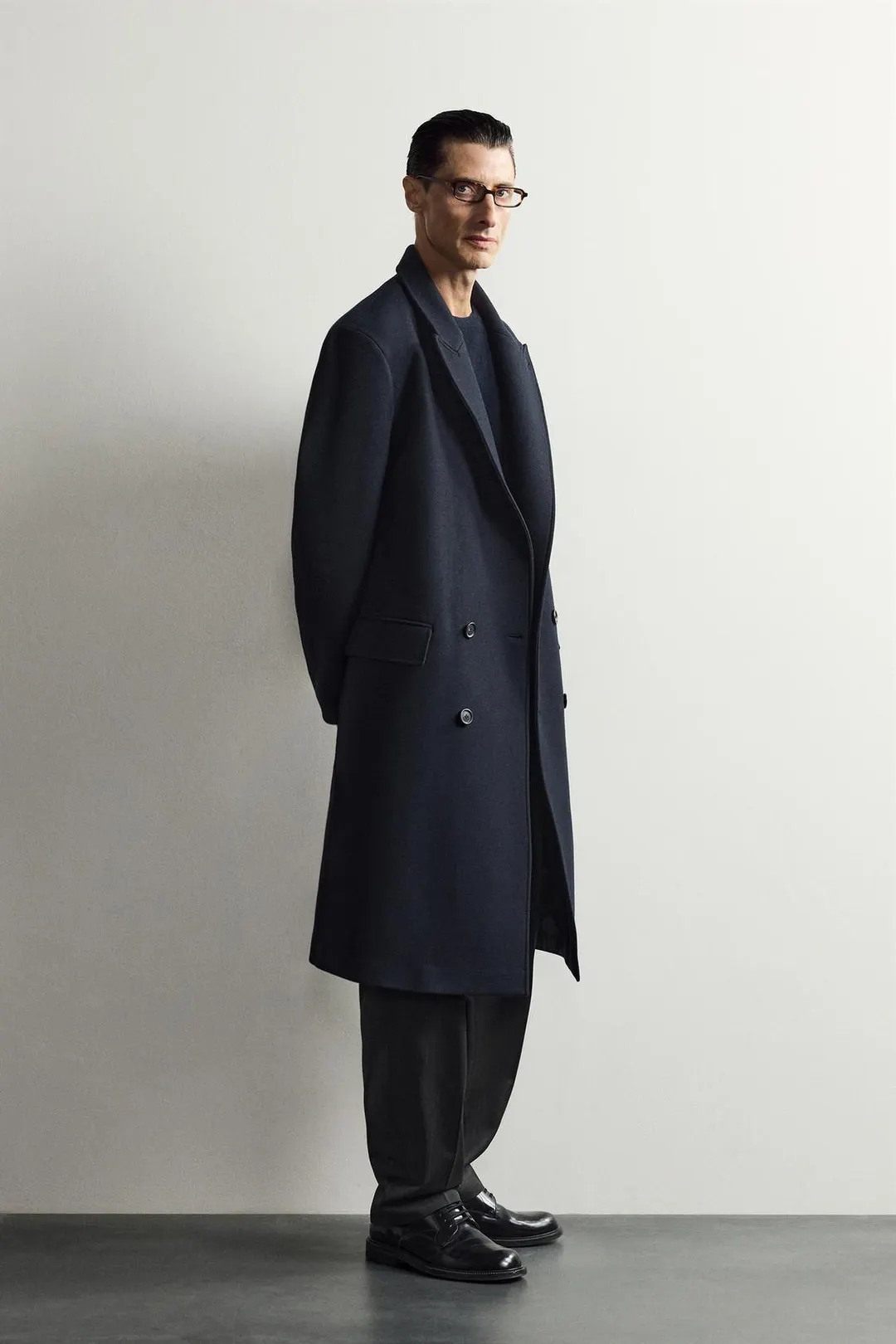 Двубортное пальто из смесовой шерсти, Zara