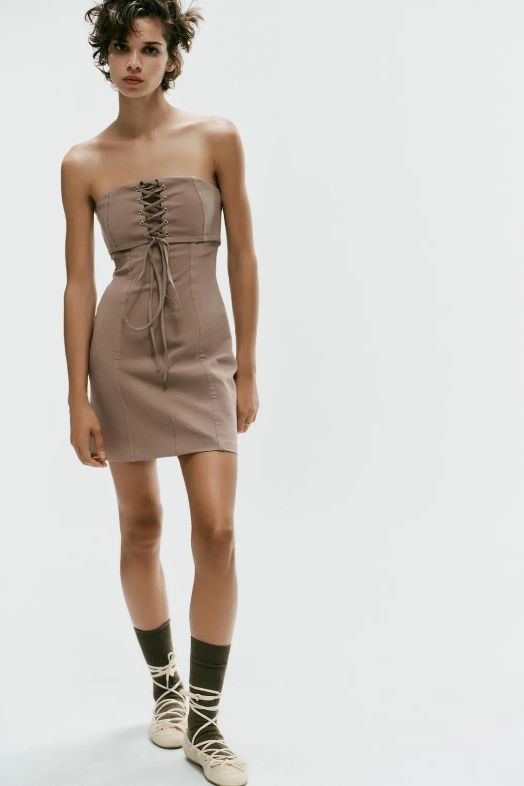 Платье мини халтер на бретелях, Zara