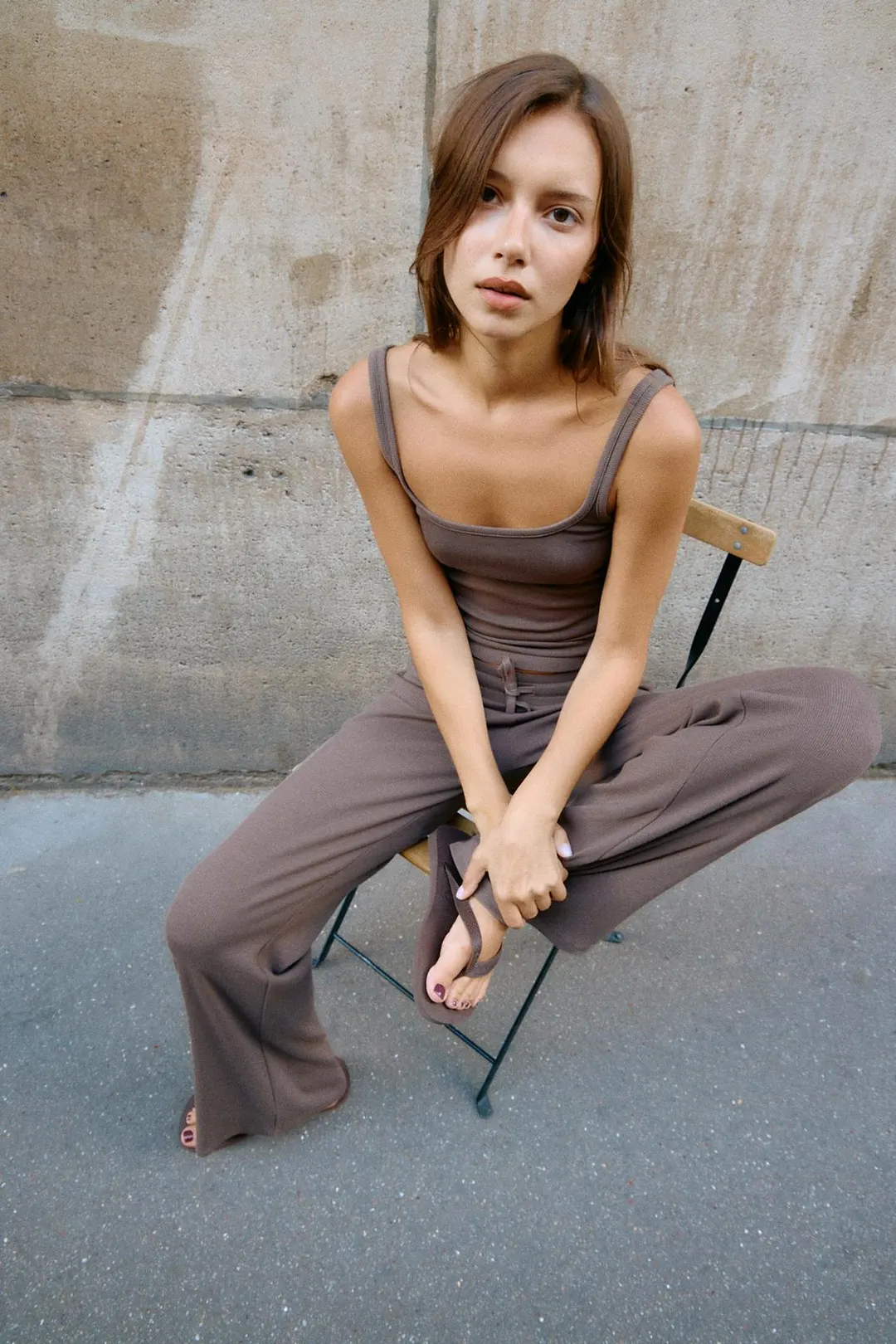 Топ на бретелях из хлопка и модала, Zara
