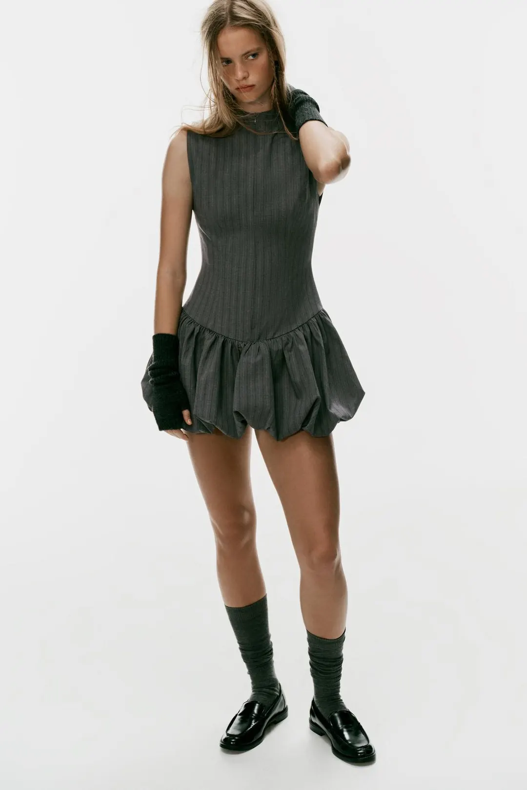Платье мини с объемным низом, Zara