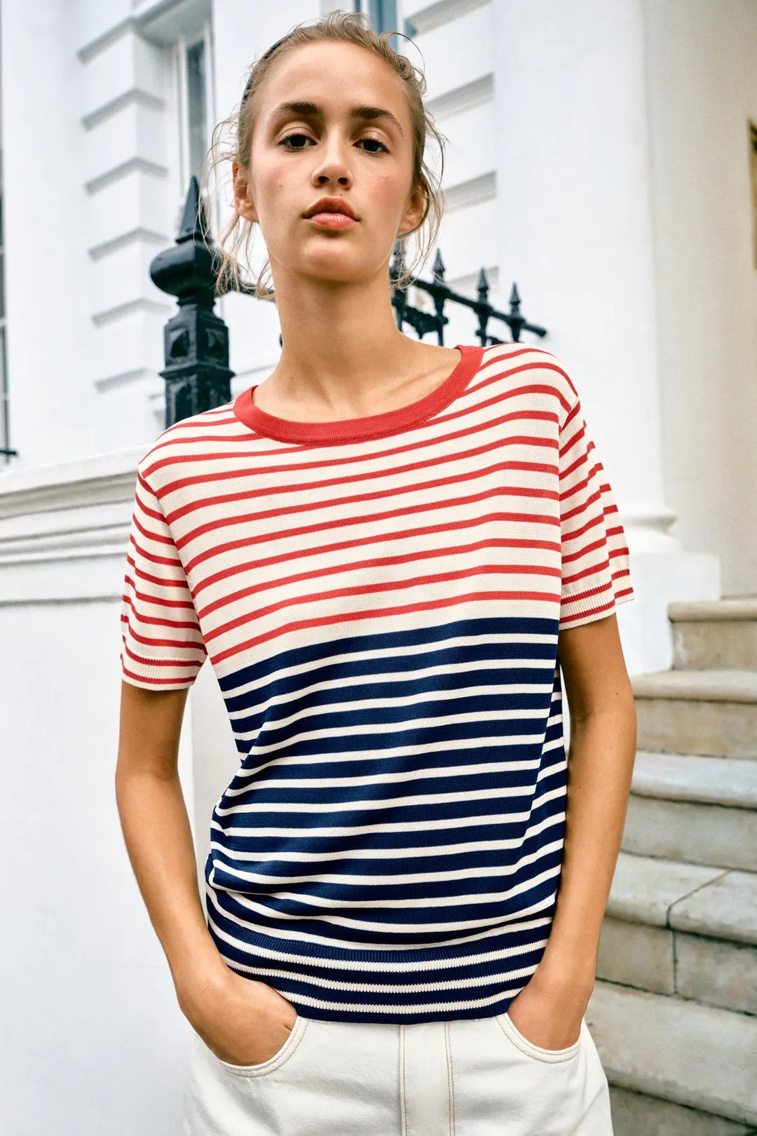 Трикотажный топ в полоску, Zara