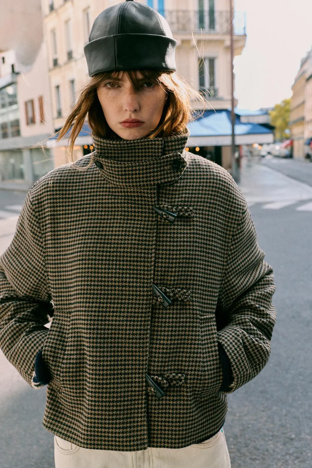 Жакет в ломаную клетку с застежкой на клеванты, Zara