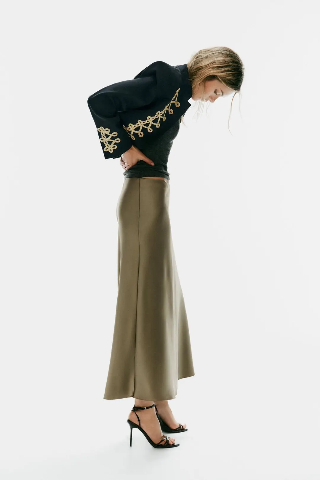 Юбка миди из сатина, Zara